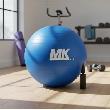 Imagem de Bola Pilates Yoga Abdominal Ginastica Fitness 65 cm C/Bomba (Azul) - Antiestouro – Suporta até 180kg – Fitness – Pilates – Yoga – Fisioterapia – Flexibilidade – Fortalecimento – Tonificação