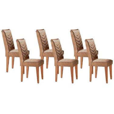 Imagem de Kit 6 Cadeiras Sala Jantar Londrina 6 Un Imbuia Suede Capuccino Rufato