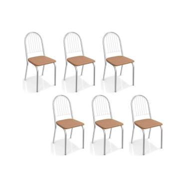 Imagem de Kit 6 Cadeiras Sala Jantar Noruega C077 6 Un Cromada Capuccino