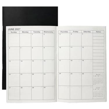 Imagem de Agenda A5 de janeiro de 2026 a dezembro de 2027, inserções de caderno de viagem para 2 anos, calendário mensal e datas importantes, linhas e pontilhadas, papel de 100 g/m², 21 x 14 cm, 1 peça (preto)