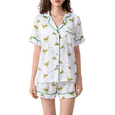 Imagem de Pijama Yiulangde, seda, cetim, 2 peças, para mulheres, turquesa