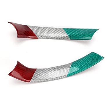 Imagem de aqxreight 2 PCS Guarnição do Volante do Carro 3 Cores Substituição de Fibra de Carbono para Giulia 2017-2019 Material de Carbono Alto é e Romeo é Guarnição Roda 2017-2019 Alfa Direção Direção