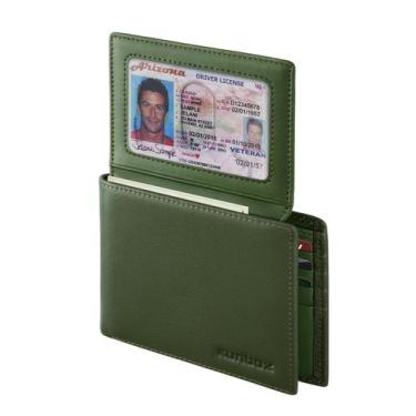 Imagem de Carteira RUNBOX Bifold em couro genuíno com bloqueio RFID com 12 cartõ