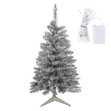 Imagem de Árvore de Natal artificial de 9,5 m para mesa – Mini árvore de Natal com 164 pontas de ramo, base de metal dobrável, montagem fácil – Ideal para decoração de casa, escritório, apartamento ou férias