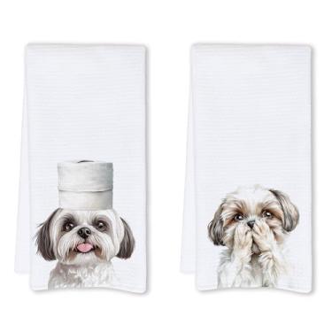 Imagem de Cabana Bro Presentes Shih Tzu Toalhas de mão de banheiro, presentes Shih Tzu para mulheres, toalhas de mão engraçadas de cachorro para decoração de banheiro, presentes de mãe para amantes de cães