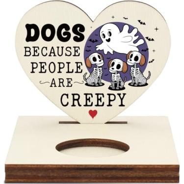 Imagem de Castiçal para amantes de cães de Halloween "Dogs Because People are Creepy", decoração de parede assustadora engraçada, gótico para donos de animais de estimação, LMM20