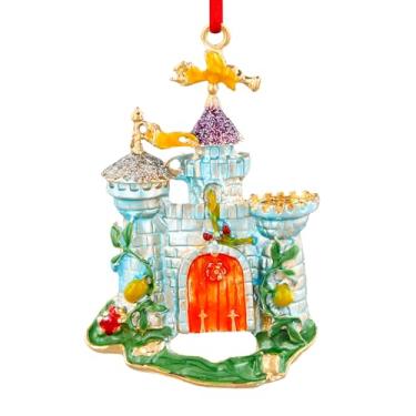 Imagem de Castelo de metal, enfeites de Natal, castelo de princesa, enfeites de árvore de Natal, presentes para crianças, meninas, meninos, mulheres, azul