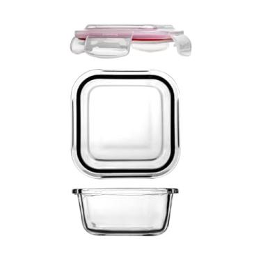 Imagem de KIT 6 Potes de Vidro Quadrado com Tampa Hermética 300ml