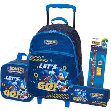 Imagem de Kit mochila escolar carrinho sonic + lancheira + estojo 2026 - Pacific
