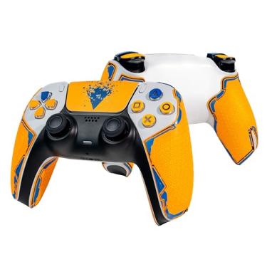 Imagem de Controller Grips for PS5 DualSense, Skin kit,Anti-Skid, Multi-Texture, Sweat Absorption, Pre-Cut Grips Tape, by SHADOW BOOLT (Yellow,Blue and Black, Mecha Series 2.0 for DualSense)
