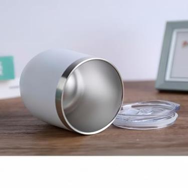 Imagem de Copo Térmico de Aço Inox com Tampa, 360ml, Parede Dupla com Isolamento a Vácuo, Branco, Vedação Hermética, Conservação 5h Gelado/1.5h Quente, 11x8cm