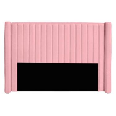 Imagem de Cabeceira Casal King Size Estofada Para Cama Box Alicia Veludo Cor Rosa Bebe