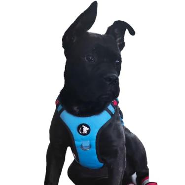 Imagem de Xiugou Peitoral para cães – ajustável, refletivo, acolchoado com 2 clipes de coleira e alça de fácil controle para cães pequenos a grandes (azul gradiente, pequeno)