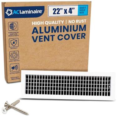 Imagem de Registro de suprimento de ar ajustável de alumínio com furo de duto de 56 cm x 10 cm, capa decorativa de ventilação HVAC, defletor CA de teto e parede, fornecimento de aquecimento e resfriamento com