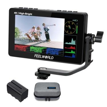 Imagem de FEELWORLD F5 Prox 5,5 polegadas 1600nit monitor de campo de câmera DSLR de alto brilho com bateria F750 4400mAh e bolsa, tela sensível ao toque forma de onda LUT instalação externa e kit de