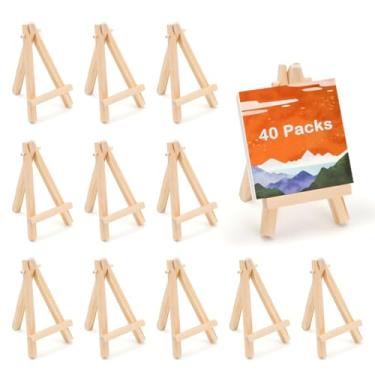 Imagem de Pacote com 40 cavaletes de madeira com moldura A de 12 cm – Suportes de exibição de mini tripé com ângulos ajustáveis para fotos, pinturas, cartões, artesanato e muito mais