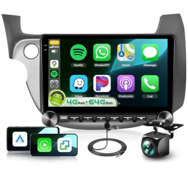 Imagem de Rádio estéreo automotivo 4G + 64G para Honda Fit 2008-2013 com botão de botão automático DSP sem fio Carplay Android, tela sensível ao toque Sellrich de 10 polegadas 1280P IPS, rádio veicular