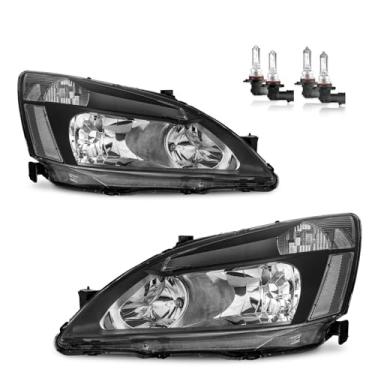 Imagem de Vizotae Conjunto de faróis para substituição de farol de halogênio Honda Accord 2003-2007, farol alto/baixo com lâmpadas, lado do motorista e do passageiro