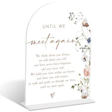 Imagem de Placa floral Boho Until We Meet Again, placa acrílica de arco com suporte, sinalização de casamento para recepção, decoração de mesa de chá de panela, decorações de festa de noivado, itens essenciais