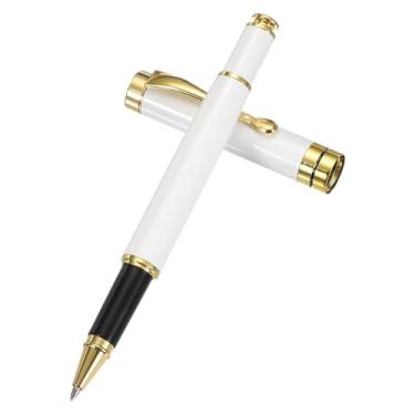 Imagem de PATIKIL Caneta esferográfica de metal luxuosa, 0,5 mm, tinta preta, esferográfica, luxo, artesanato, presente para homens e mulheres, escrita, assinatura de escritório, tom de ouro branco