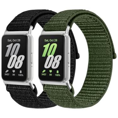 Imagem de 2 pulseiras de relógio de nylon compatíveis com Samsung Galaxy Fit 3, pulseiras de substituição de nylon esportivas macias, respiráveis e ajustáveis, para Galaxy Fit3 SM-R390, para mulheres e homens