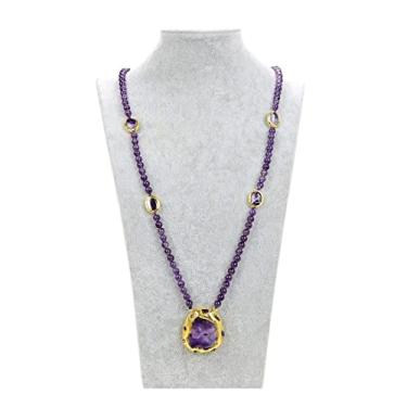 Imagem de URMIBDAI Colares femininos joias 89 cm roxo ametista drusa pingente longo colar