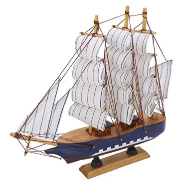 Imagem de Acouto Modelo de Navio Mediterrâneo - Modelo de Veleiro de Madeira de Pinho Natural de Alta Densidade Com Cores Vibrantes - Decoração de Mesa Ideal, Entusiastas da Vela para Presente, Decoração
