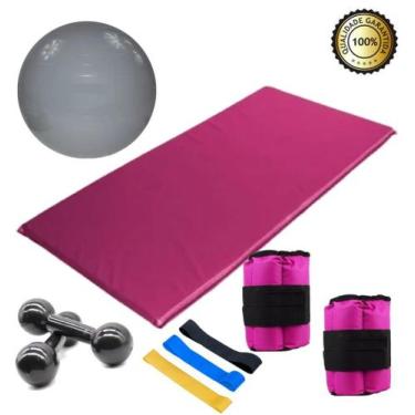 Imagem de Caneleira 2 Kg Rosa + Colchonete Rosa+ Kit Mini Band + Peso - Infinity