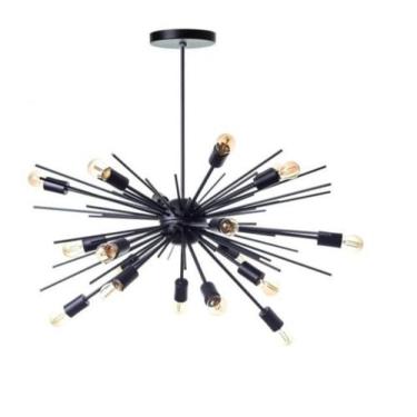 Imagem de Lustre Pendente Sputnik Luxo Preto Para 18 Lampadas - Ideallume, Pende