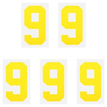 Imagem de Iron on Número 9 Transferência de Calor 20 cm Amarelo Número Único para Uniforme de Equipe, Camiseta Esportiva, Futebol, Basquete, Beisebol, Pacote com 5