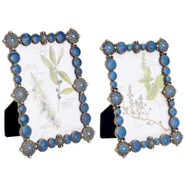 Imagem de OLYCRAFT 2 porta-retratos vintage, serve para porta-retratos de 13 x 17 cm e 10 x 15 cm, moldura vintage esmaltada, moldura de parede com vidro frontal para casamento, arte retrô, decoração de casa