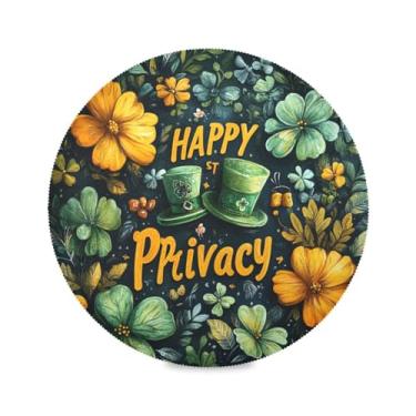 Imagem de Blueangle Jogo americano redondo com chapéu de São Patrício, conjunto de 6 tapetes de mesa de poliéster, fácil de limpar, resistente ao calor, limpável, para mesa de jantar (366)