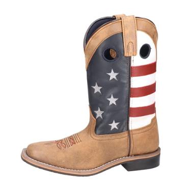 Imagem de Smoky Mountain Boots | Série Stars & Stripes | Bota Western Feminina | 25,4 cm de altura | Bico quadrado | Couro durável | Sola de borracha e salto bloco | Forro de tricô e cabedal de couro | Haste de