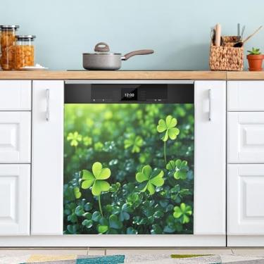 Imagem de ATTX Capa magnética para lava-louças Green Clovers, 58,4 cm C x 66 cm A, decoração da capa da máquina de lavar louça, decalques para armários domésticos e eletrodomésticos adesivos #27