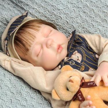 Imagem de Bebê Reborn Boneco Realista Fio a Fio Olho Fechado + Itens - Cegonha R