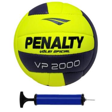 Imagem de Bola vôlei penalty vp 2000 + bomba de ar, Amarelo, Azul