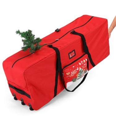 Imagem de YAFF Bolsa de armazenamento de árvore de Natal com roda 2,7 m vermelha