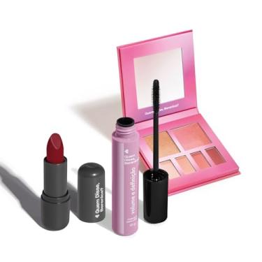 Imagem de Combo Paleta Multifuncional Roselelê 7g + Máscara De Cílios Volume e Definição 10g + Batom Nude Marrom 120 3,8g