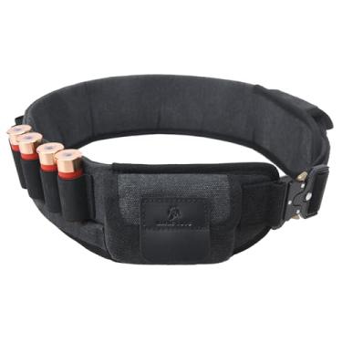 Imagem de WAYNE'S DOG Cartucho de espingarda de lona suporte de cinto bandolier para calibre 12 calibre 16 calibre 20 (preto)