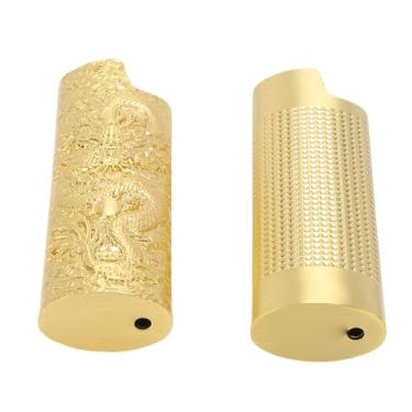 Imagem de Phefop Capa de Isqueiro de Metal Vintage Em Liga de Zinco, Tampa Protetora Anti-queda Com Padrão de Dragão Em Relevo Estereoscópico para Presentes de Viagens Ao Ar Livre (Ouro)