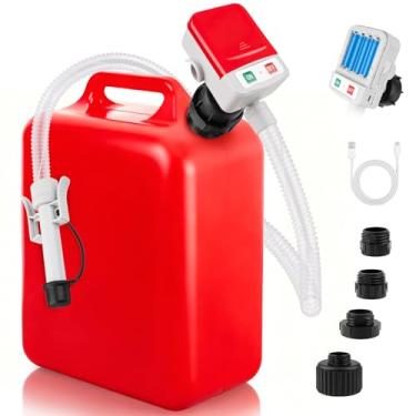 Imagem de Bomba de transferência de combustível com sensor de parada automática e adaptador de 4 tanques, mangueira de 2,4 GPM 129,5 cm, bomba líquida portátil alimentada por bateria para gasolina e óleo diesel