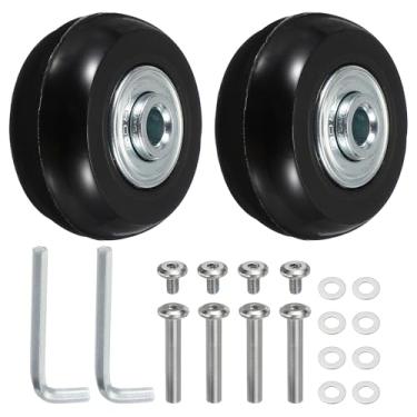 Imagem de YELARXI Replacement Luggage Wheels, Suitcase Wheels Replacement Kit 80x18mm & 2 Set & Rubber & Black - Fitting for (Swivel Caster Bearings Repair/Replacing/Roller Bag/Suitcase/Spinner)