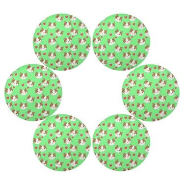 Imagem de Wassud Jogo americano conjunto de 6 tapetes redondos verdes claros para cozinha e jantar tapetes laváveis resistentes ao calor decoração de mesa 39 cm