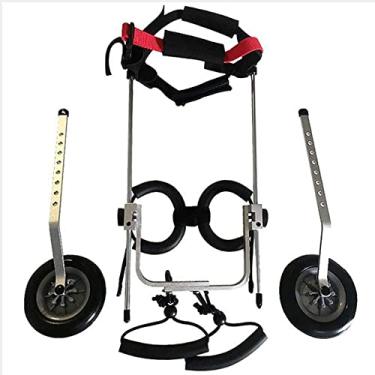 Imagem de PUJPOQRP Cadeira de rodas para cães para animais de estimação, cadeira de rodas para cães com apoio de pernas traseiras, reabilitação, 2 rodas, carrinho de animal de estimação/cão (M)