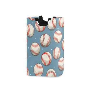 Imagem de CEBUGI Cesto de lavanderia com fundo de bolas de beisebol, cesto de roupa suja dobrável para roupas, quarto, banheiro, dormitório