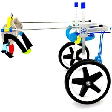 Imagem de PUJPOQRP Cadeira de rodas para cães de estimação, cadeira de rodas ajustável de aço inoxidável assistida para reabilitação de perna traseira para deficientes, carrinho de 2 rodas para cães (G)