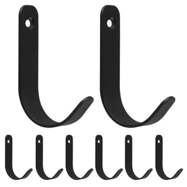 Imagem de Hordion Suporte de parede com 8 peças, gancho para roupão de aço inoxidável, suporte de chave de chapéu com parafusos para casacos, roupas, chapéu, bolsa, toalha, preto