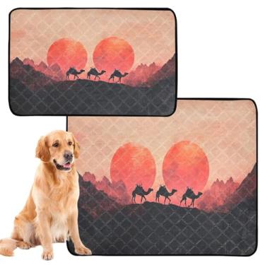 Imagem de CEBUGI Almofadas de xixi laváveis para cães, pacote com 2, almofadas impermeáveis para filhotes de cachorro, antiderrapantes, à prova de vazamento, para animais de estimação, para cercadinho, cama