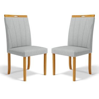 Imagem de Kit Com 2 Cadeiras Aurora Madeira Maciça Estofadas Para Mesa De Jantar