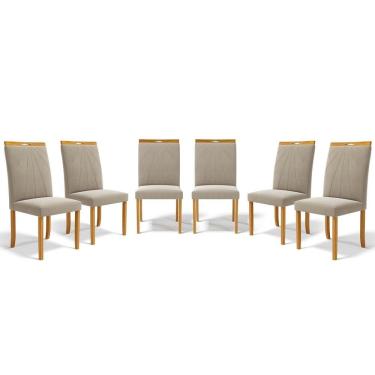 Imagem de Kit Com 6 Cadeiras Maiara Madeira Maciça Estofadas Para Mesa De Jantar